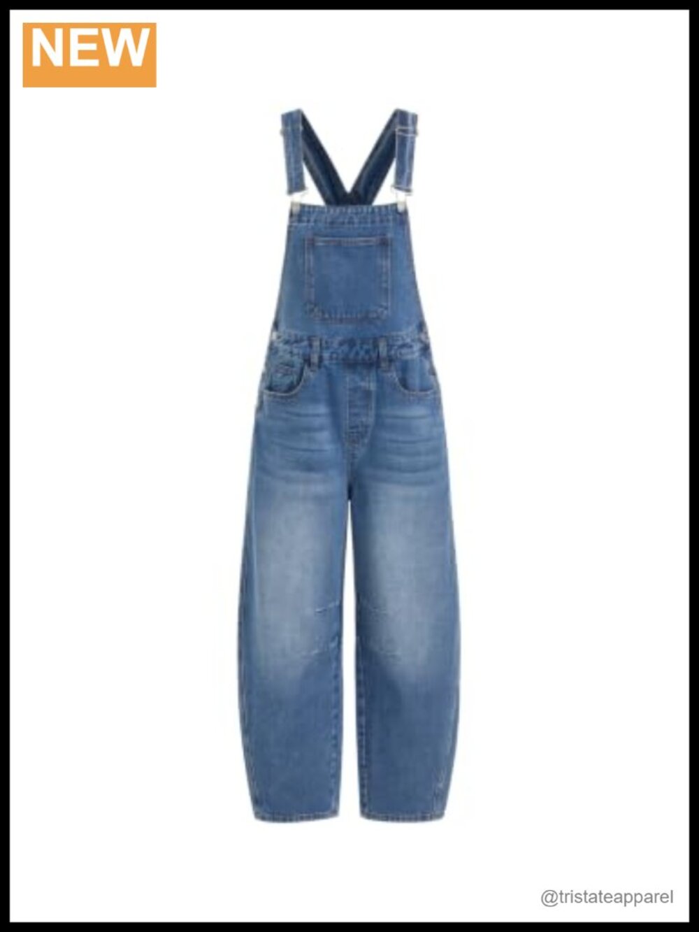Barrel Leg Denim Overalls Wide Leg Jumpsuit Adjustable Straps
